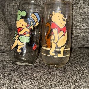 Vintage Winnie the Pooh Glass Set - Red and Yellow